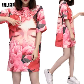 Diginal Printing Women's T-shirt Loose Large Size Short-sleeved Shirt Round Neck Bottoming T-shirt Multi-color Optional TT383
Diginal Printing Women's T-shirt Loose Large Size Short-sleeved Shirt Round Neck Bottoming T-shirt Multi-color Optional TT383