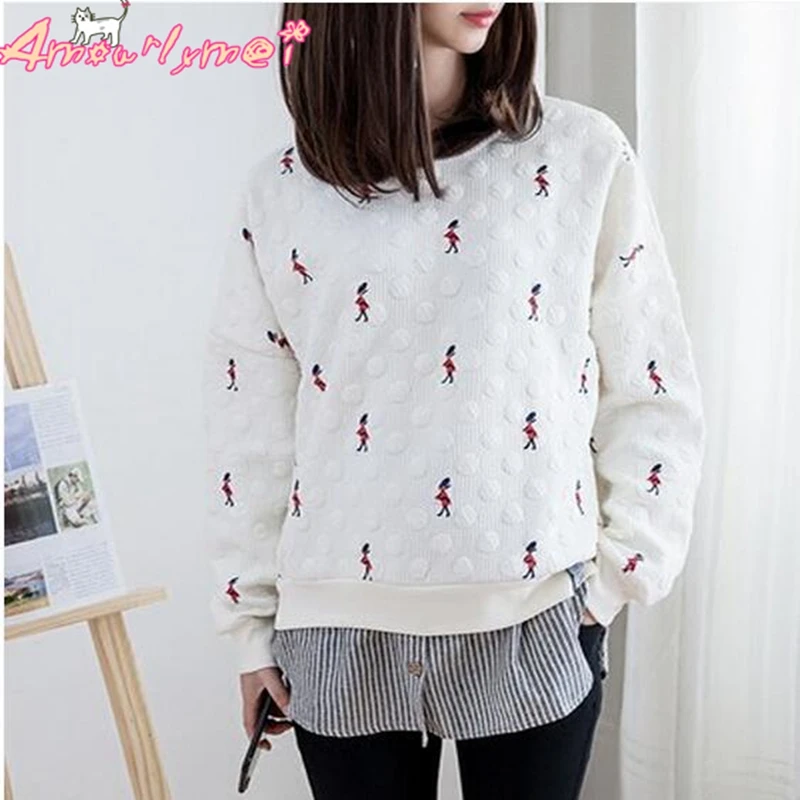 Japanese Style Mori Girl Cute Cartoon Printing Casual Loose Fake Two O-neck Long Sleeve Women Pullovers Sweatshirt Tops
Japanese Style Mori Girl Cute Cartoon Printing Casual Loose Fake Two O-neck Long Sleeve Women Pullovers Sweatshirt Tops