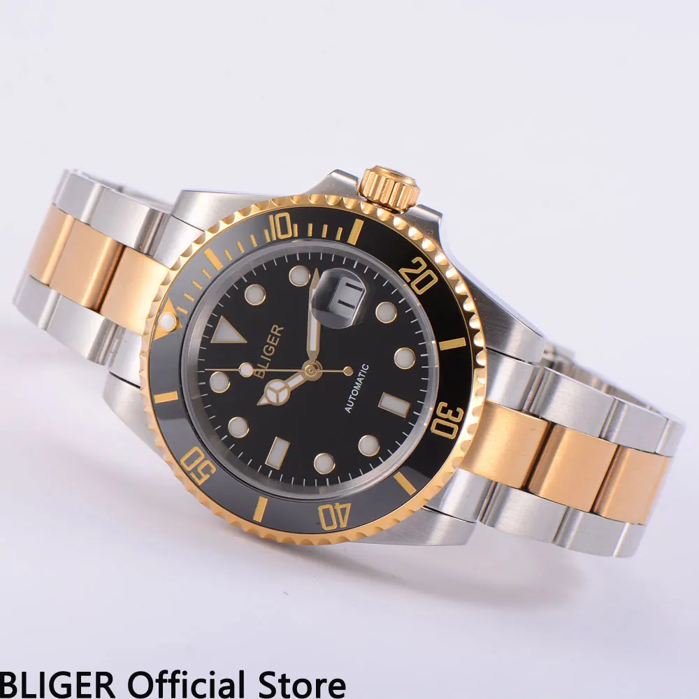 Classic BLIGER 40MM Black Dial Ceramic Bezel Luminous Marks Gold Plated Two-Tones Miyota Automatic Movement Men's Watch
Classic BLIGER 40MM Black Dial Ceramic Bezel Luminous Marks Gold Plated Two-Tones Miyota Automatic Movement Men's Watch