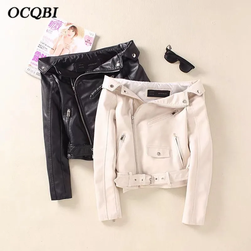 Slash Neck Korean Stytle Oversized Bomber Jacket PU Outerwear White Spring Moto Crop Slimming Parkas
Slash Neck Korean Stytle Oversized Bomber Jacket PU Outerwear White Spring Moto Crop Slimming Parkas