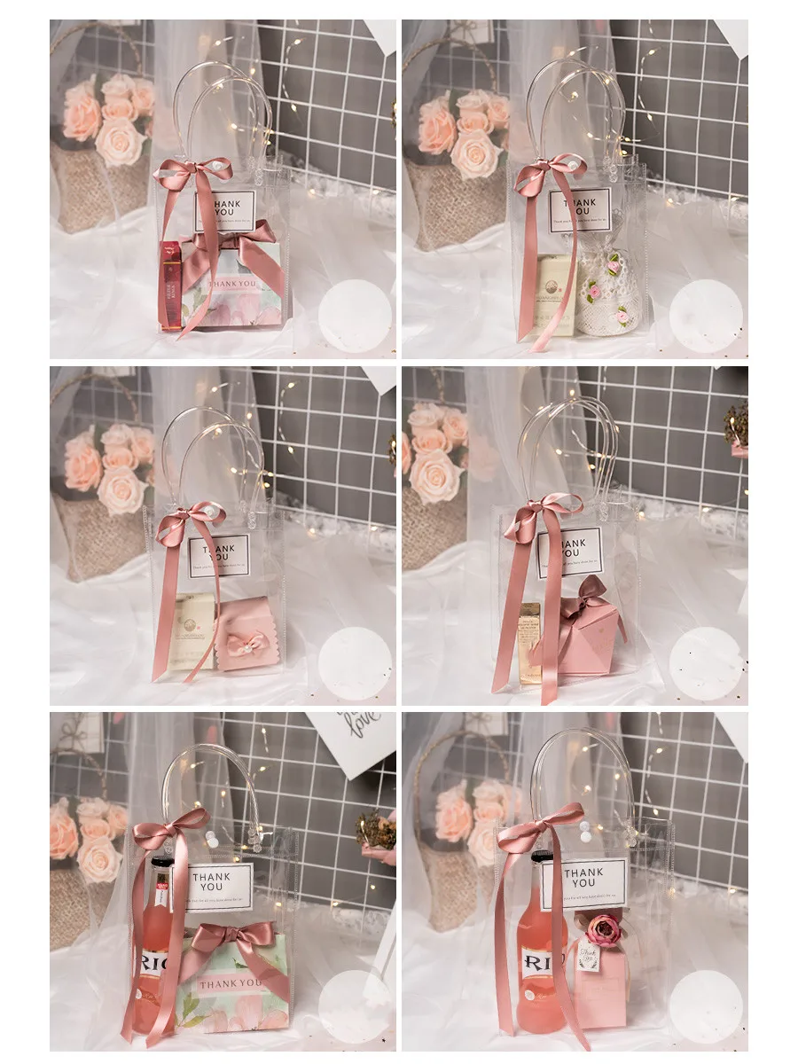 ПВХ Ясный Прозрачный сумка для подарка покупки желе рождественское благодарение