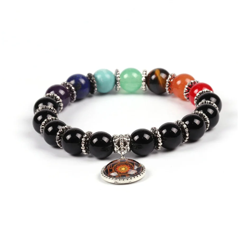 Women’s Chakras Bracelet Colorful Natural Stone Sri Yantra Pendant Reiki Bracelets For Men Tibetan Silver 7 Chakra Jewelry
Women’s Chakras Bracelet Colorful Natural Stone Sri Yantra Pendant Reiki Bracelets For Men Tibetan Silver 7 Chakra Jewelry