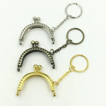 

10Pcs Fashion DIY Coins Purse Bag Arch Frame Kiss Clasps Lock Clutch Handle with Key Ring 5x4cm