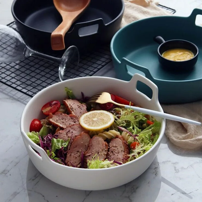 9inch Creative Ceramic Salad Bowl with Double Handle Extra Deep Porcelain Serving Dish for Fruit Nuts Vegetable Plate Tableware
9inch Creative Ceramic Salad Bowl with Double Handle Extra Deep Porcelain Serving Dish for Fruit Nuts Vegetable Plate Tableware