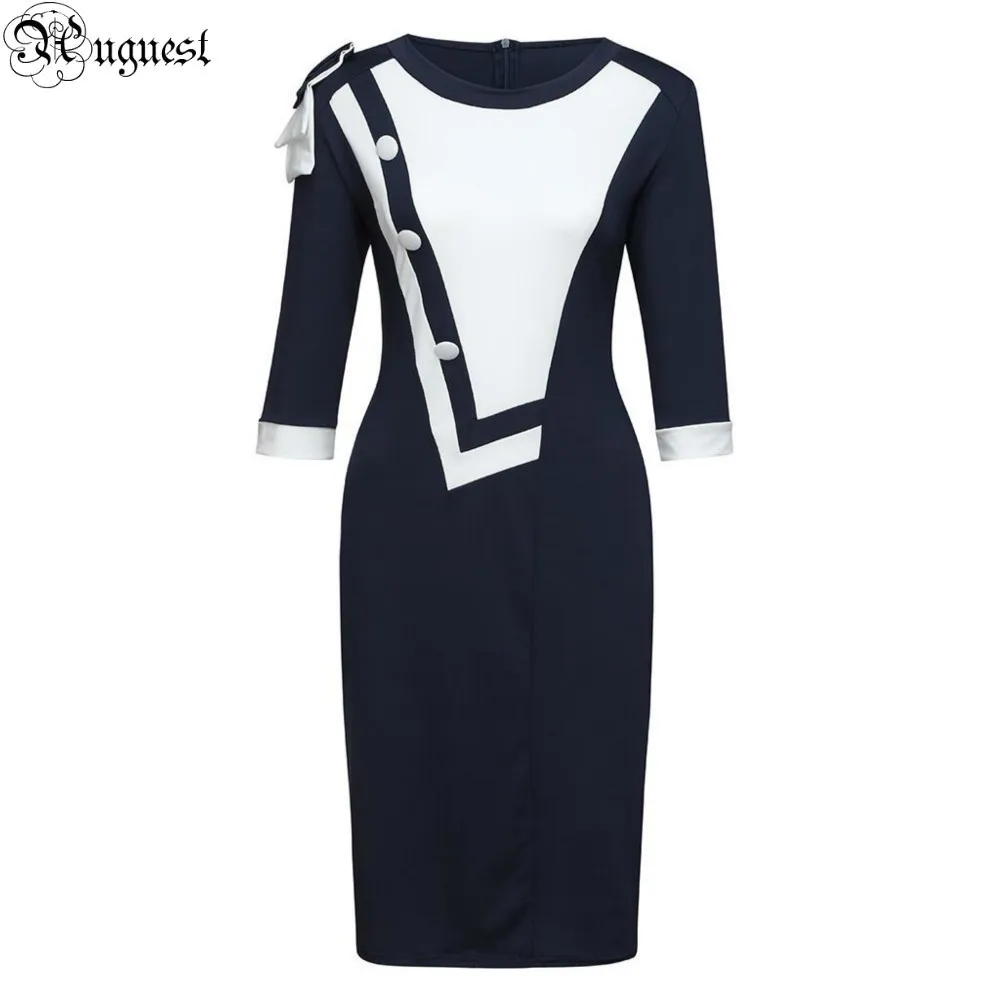 Uguest Women Dress Business Office Lady Buttons Half Sleeve O-neck Patchwork Hit Color Pencil Dress Summer Stylish Vestido S-5XL
Uguest Women Dress Business Office Lady Buttons Half Sleeve O-neck Patchwork Hit Color Pencil Dress Summer Stylish Vestido S-5XL