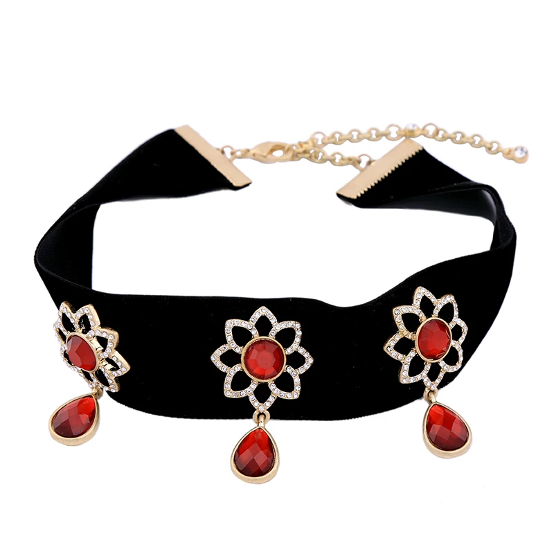 Costume Jewelry for Women Wide Velvet Choker Fashion Hollowed Red Flower Waterdrop Charm Statement Necklace
Costume Jewelry for Women Wide Velvet Choker Fashion Hollowed Red Flower Waterdrop Charm Statement Necklace