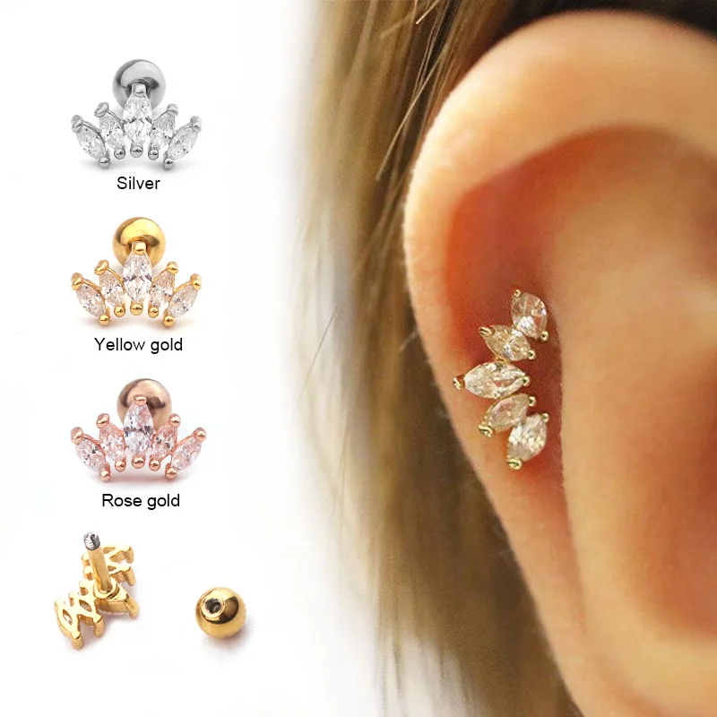 1PC Simple Dainty Tragus Piercing Earring Helix Gold CZ Crown Cartilage Stud Earrings Crystal Conch Daith Piercings Jewelry
1PC Simple Dainty Tragus Piercing Earring Helix Gold CZ Crown Cartilage Stud Earrings Crystal Conch Daith Piercings Jewelry