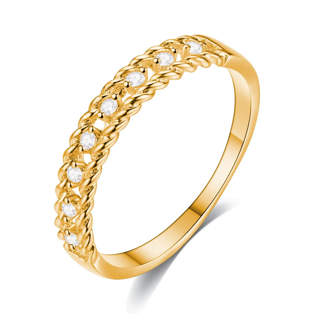 Hot Selling Micro-inlaid Twisted Braided Silver Golden Rings Simple Woman Rings Valentine's Day Gift
Hot Selling Micro-inlaid Twisted Braided Silver Golden Rings Simple Woman Rings Valentine's Day Gift