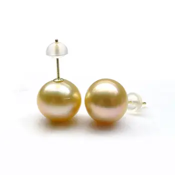 11.8mm Natural Golden Real South Sea Pearl Stud Earrings 18K Solid Yellow Gold
11.8mm Natural Golden Real South Sea Pearl Stud Earrings 18K Solid Yellow Gold