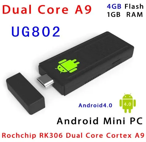 

Latest Firmware WiFi Plus Version Mini PC UG802 Dual Core RK3066 1.6GHz Cortex A9 Stick MK802 III Android 4.0 HDD Player TV Box