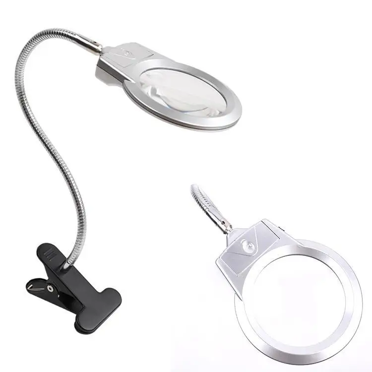 

Portable Adjustable Clip Magnifier Reading Magnifier 2 90mm With 4x, 6x Acrylic LED As Picture Lights