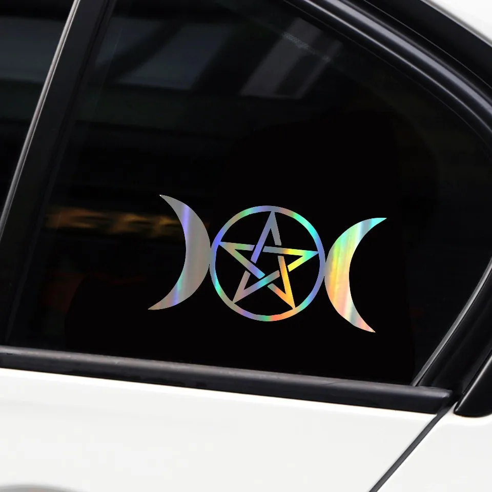 Anycuros Triple Moon Goddess Wicca Pentacle Cartoon Stickers Decals 15cm7 (10)