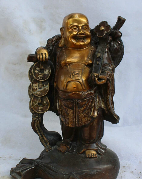 dr524 16" Chinese Bronze Gild Stand Ru Yi Fu Wealth Happy Laugh Maitreya Buddha Statue
dr524 16" Chinese Bronze Gild Stand Ru Yi Fu Wealth Happy Laugh Maitreya Buddha Statue