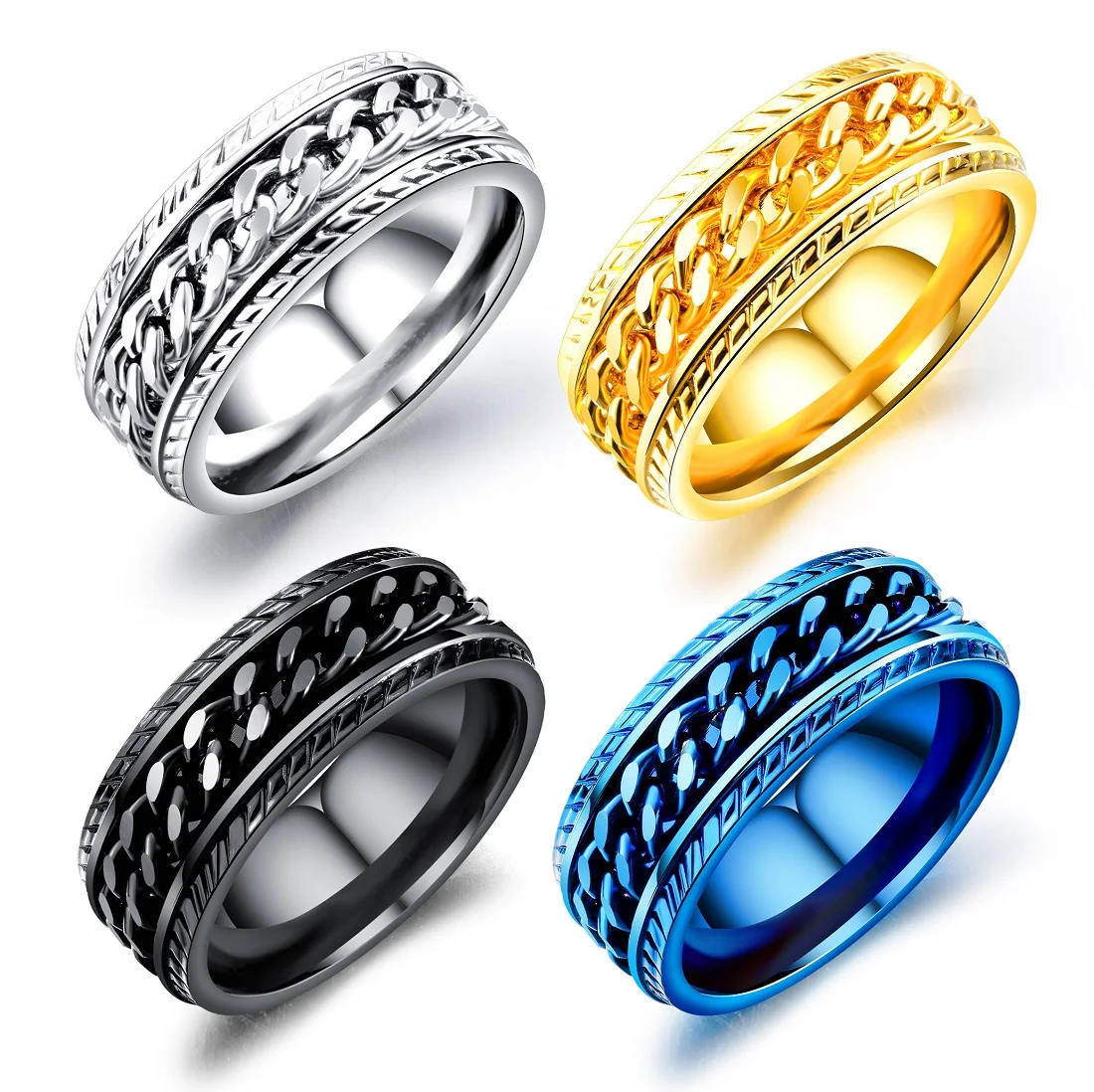 FATE LOVE Trendy Rotated Male Men Blue Silver Black Gold Color Rings Stainless Steel Fashion Jewelry Size 7 8 9 10 11
FATE LOVE Trendy Rotated Male Men Blue Silver Black Gold Color Rings Stainless Steel Fashion Jewelry Size 7 8 9 10 11