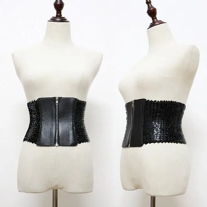 Fashion Women Sequined metal elastic wide waist girdle Leather Belt For Women Wide Waist Belts Casual luxury Belts
Fashion Women Sequined metal elastic wide waist girdle Leather Belt For Women Wide Waist Belts Casual luxury Belts
