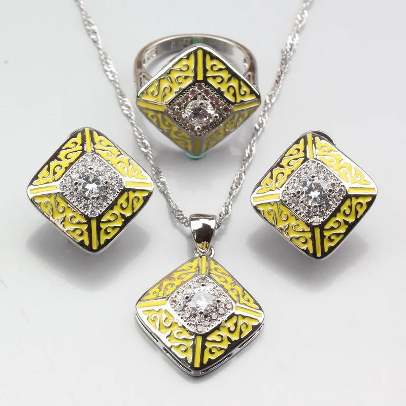 Charming 3PCS Stud Earrings Pendant Necklace Ring Yellow White Cubic Zirconia Silver Jewelry Sets For Women Gift
Charming 3PCS Stud Earrings Pendant Necklace Ring Yellow White Cubic Zirconia Silver Jewelry Sets For Women Gift