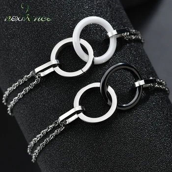 Nextvance Interlocking Double Circle Ceramic Bracelets Stainless Steel Hollow Round Pendant Bracelet for Couple Lover Jewelry
Nextvance Interlocking Double Circle Ceramic Bracelets Stainless Steel Hollow Round Pendant Bracelet for Couple Lover Jewelry