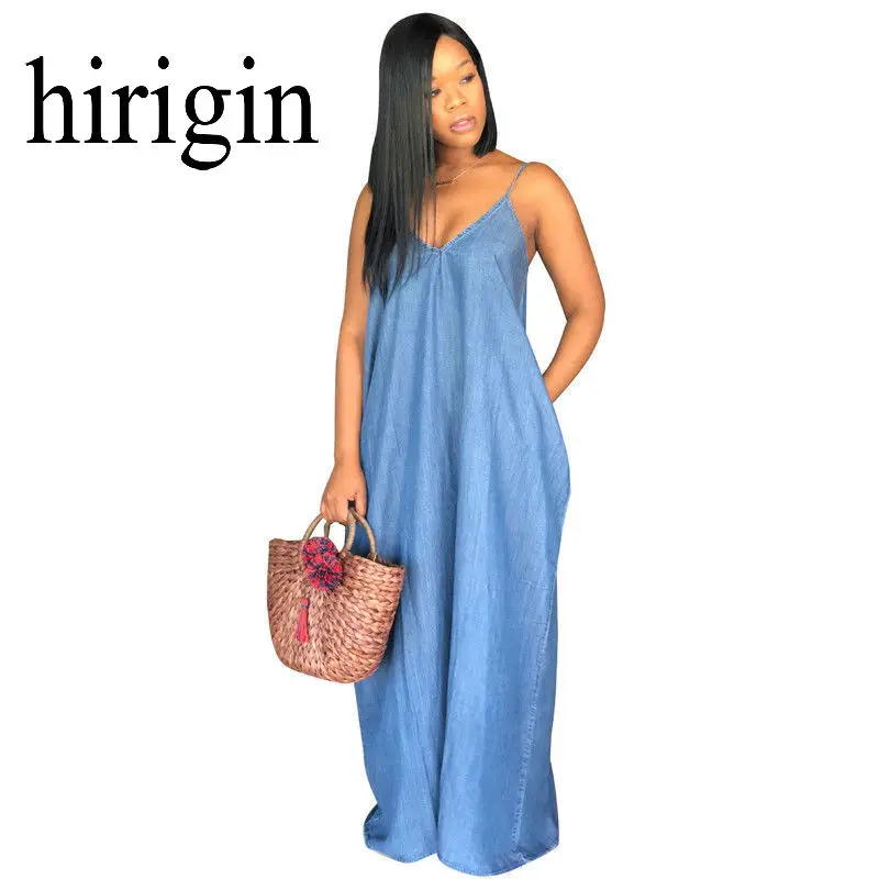 hirigin 2018 Women Lady Boho Backless Summer Long Denim Maxi Dress Women Jean Dresses Loose Strapless Vestidos Plus Size S-XXXL
hirigin 2018 Women Lady Boho Backless Summer Long Denim Maxi Dress Women Jean Dresses Loose Strapless Vestidos Plus Size S-XXXL
