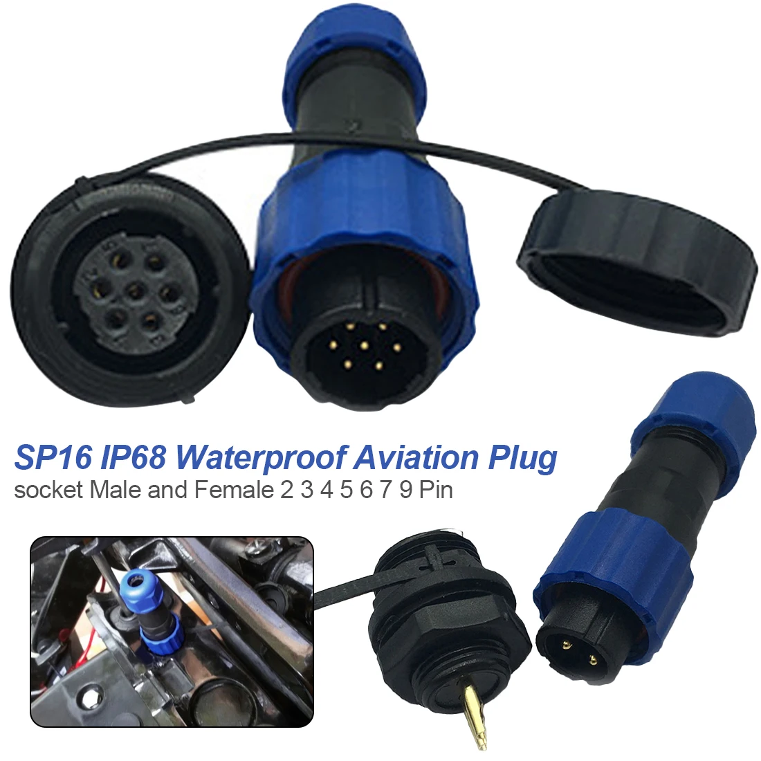 SP16 IP68 Waterproof Connector 2/3/4/5/6/7/8/9 pin Male plug & Female socket Panel Mount Wire Cable Connector Plug
SP16 IP68 Waterproof Connector 2/3/4/5/6/7/8/9 pin Male plug & Female socket Panel Mount Wire Cable Connector Plug