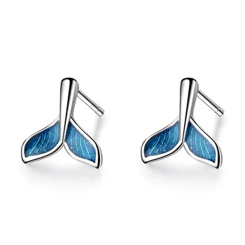 925 Solid Sterling Silver Piercing Blue Mermaid Stud Earrings for Women Wedding Sterling-silver-jewelry Brincos eh1022
925 Solid Sterling Silver Piercing Blue Mermaid Stud Earrings for Women Wedding Sterling-silver-jewelry Brincos eh1022
