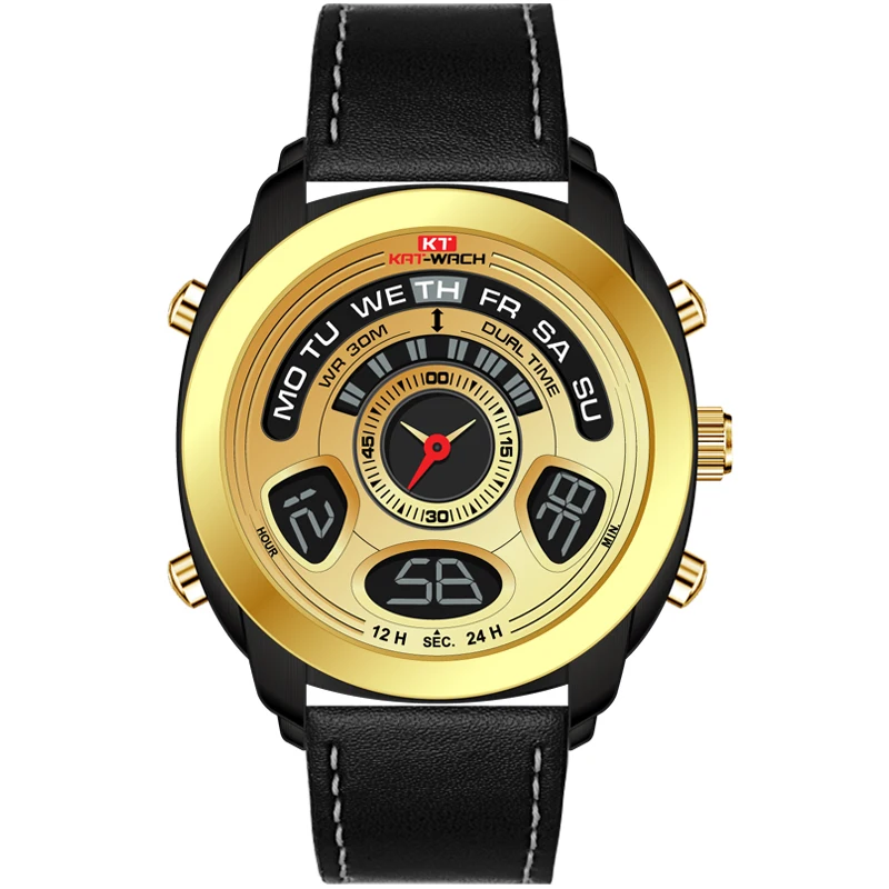 Gold Watch Two Display Quartz and Digital Two Movement Small Quartz Dial Trendy Sports New Watch` Erkek Kol Saati
Gold Watch Two Display Quartz and Digital Two Movement Small Quartz Dial Trendy Sports New Watch` Erkek Kol Saati
