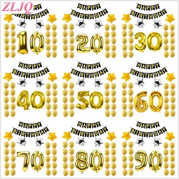 ZLJQ 26PCS Gold 10 20 30 40 50 60 70 Years Happy Birthday Balloon Black Bunting Banner Adult Birthday Party Decorations Supplies
ZLJQ 26PCS Gold 10 20 30 40 50 60 70 Years Happy Birthday Balloon Black Bunting Banner Adult Birthday Party Decorations Supplies