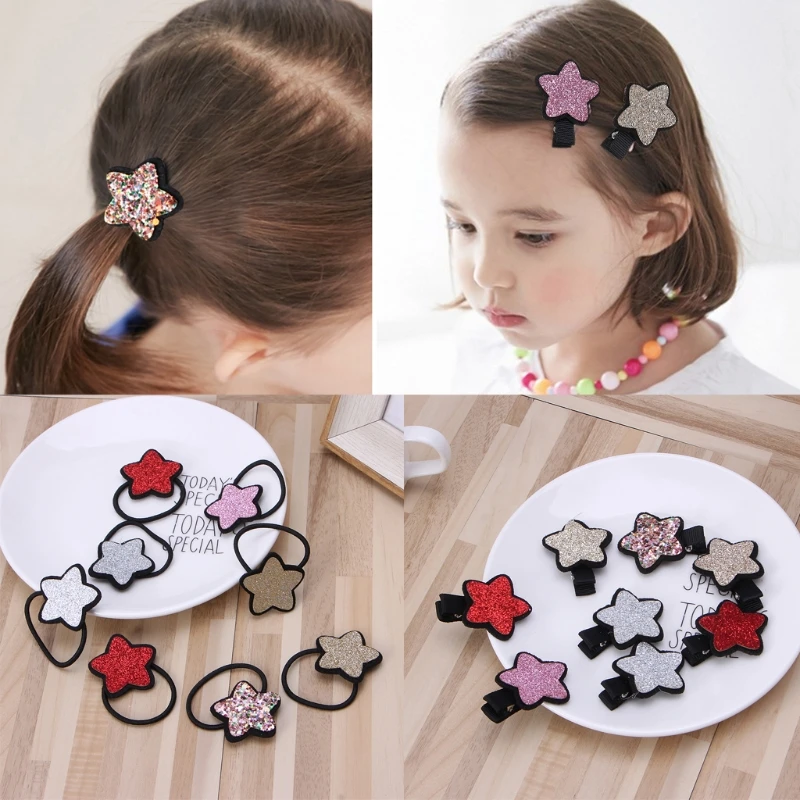 Lovely Glitter PU Leather Star Elastic Hair Rope 4Pcs/ Set Baby Girls Hairpin Heart Barrette Hair Clips Headware for Kids Child
Lovely Glitter PU Leather Star Elastic Hair Rope 4Pcs/ Set Baby Girls Hairpin Heart Barrette Hair Clips Headware for Kids Child