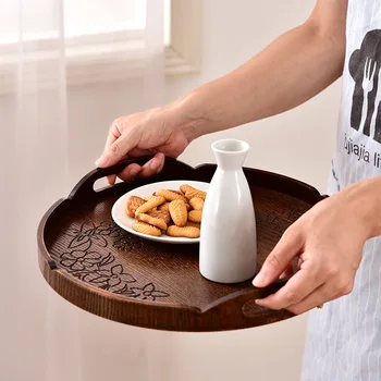 Wooden round tray Home tea tray Wooden Japanese water cup Tea cup Wood plate Creative handle carved round tray
Wooden round tray Home tea tray Wooden Japanese water cup Tea cup Wood plate Creative handle carved round tray