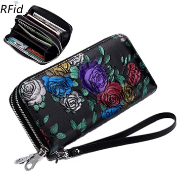 Women Leather Rfid Anti-theft Long Wallet Large Double Zipper Rose Painted Bank Credit ID Card Holder Money Bag Purse Clutch New
Women Leather Rfid Anti-theft Long Wallet Large Double Zipper Rose Painted Bank Credit ID Card Holder Money Bag Purse Clutch New