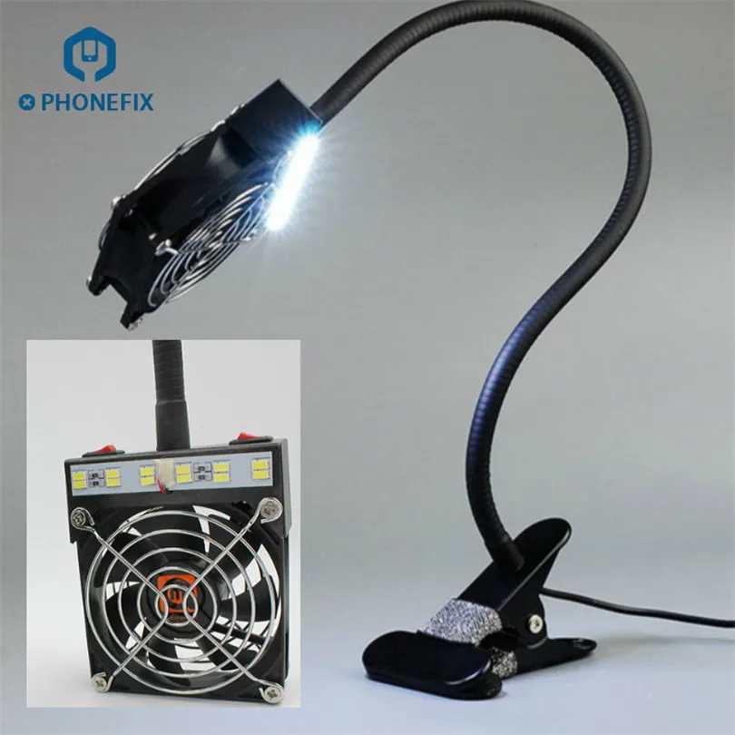 PHONEFIX Soldering Smoke Exhausting Fan with LED Light For BGA Rework Welding Fume Absorber with Clamp Stand Holder
PHONEFIX Soldering Smoke Exhausting Fan with LED Light For BGA Rework Welding Fume Absorber with Clamp Stand Holder
