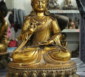 18 Tibetan Buddhism Temple Bronze Gilt Guru Padmasambhava Rinpoche Buddha Statue 160817
18 Tibetan Buddhism Temple Bronze Gilt Guru Padmasambhava Rinpoche Buddha Statue 160817