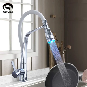 Shinesia Chrome Polish LED Kitchen Faucet Pull Down Sprayer Single Handle Mixer Tap Sink Faucet 360 Rotation Kitchen Faucets
Shinesia Chrome Polish LED Kitchen Faucet Pull Down Sprayer Single Handle Mixer Tap Sink Faucet 360 Rotation Kitchen Faucets