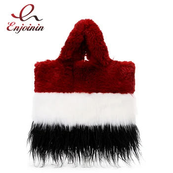 Fashion Faux Fur Stitching Color Fringe Ladies Bucket Tote Casual Bolsa Female Handbag Purse Designer Bags Women Small Bag Flap 
Fashion Faux Fur Stitching Color Fringe Ladies Bucket Tote Casual Bolsa Female Handbag Purse Designer Bags Women Small Bag Flap