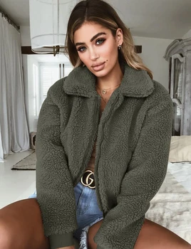 Ladies Warm Outerwear Zipper Solid Loose Coat Women Casual Winter Fluffy Long Sleeve Jacket
Ladies Warm Outerwear Zipper Solid Loose Coat Women Casual Winter Fluffy Long Sleeve Jacket