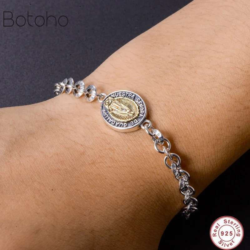 Genuine 925 Sterling Silver Vintage Bracelets For Women Christian Virgin Mary Jewelry Retro Bracelet Men Couple bracelet retro
Genuine 925 Sterling Silver Vintage Bracelets For Women Christian Virgin Mary Jewelry Retro Bracelet Men Couple bracelet retro