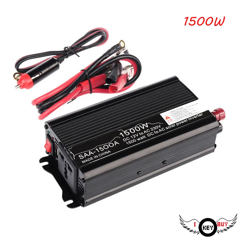 I Key Buy Super-Power 1500W Car Power Inverter DC12V To AC 220V 230V Modified Sine Wave 50Hz With Universal Socket USB Fan
I Key Buy Super-Power 1500W Car Power Inverter DC12V To AC 220V 230V Modified Sine Wave 50Hz With Universal Socket USB Fan