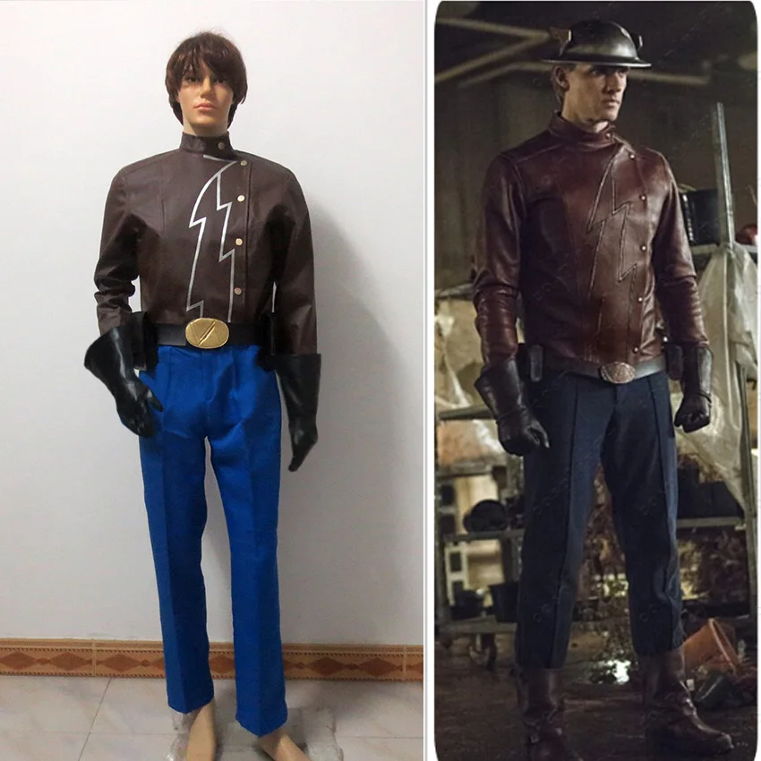 Флэш Джей Гаррик кожаный комплект косплей костюм Индивидуальный Бесплатная.