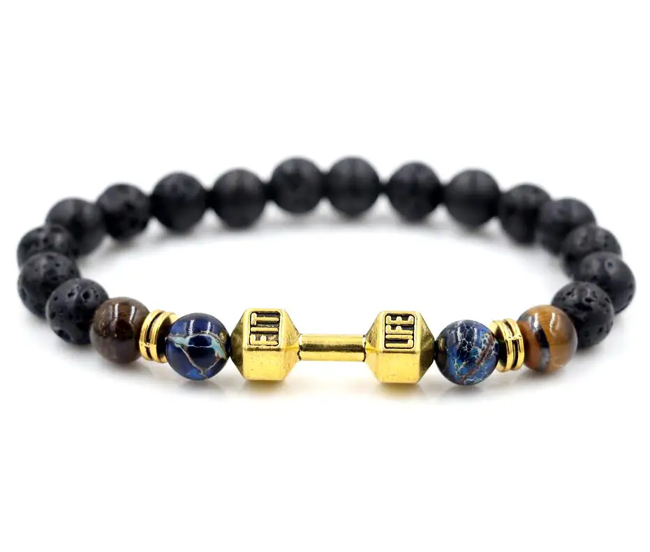 BPPCCR Lava Imperial tiger eye stone Antique Silver gold Barbell Jewelry Male Female Fit Life Dumbbell Beads Bracelets pulsera
BPPCCR Lava Imperial tiger eye stone Antique Silver gold Barbell Jewelry Male Female Fit Life Dumbbell Beads Bracelets pulsera