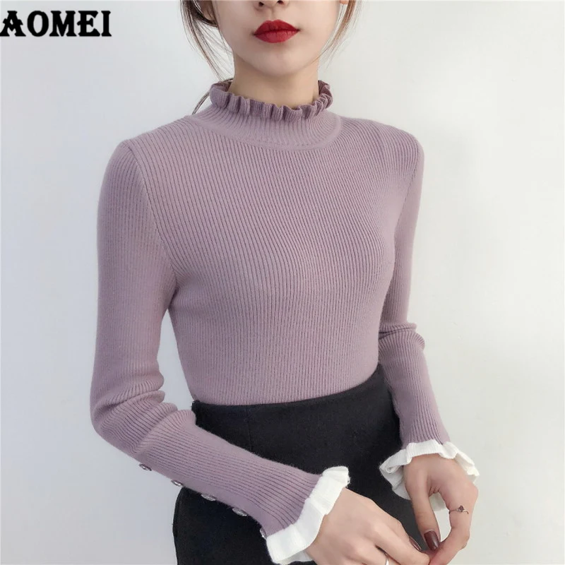 Women Knitted Tops Sweater Pullovers Ruffles Lolita Girls Slim Elegant Office Ladies Autumn Fall Casual Clothing Korean Fashion
Women Knitted Tops Sweater Pullovers Ruffles Lolita Girls Slim Elegant Office Ladies Autumn Fall Casual Clothing Korean Fashion