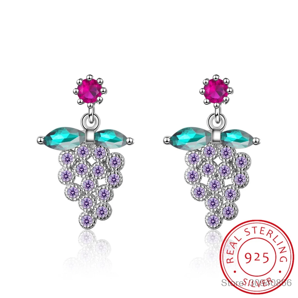 Personality Fresh Fashion 925 Sterling Silver Purple Grape Fruit Earrings For Women Girl Gift boucle d'oreille Fine Jewelry
Personality Fresh Fashion 925 Sterling Silver Purple Grape Fruit Earrings For Women Girl Gift boucle d'oreille Fine Jewelry