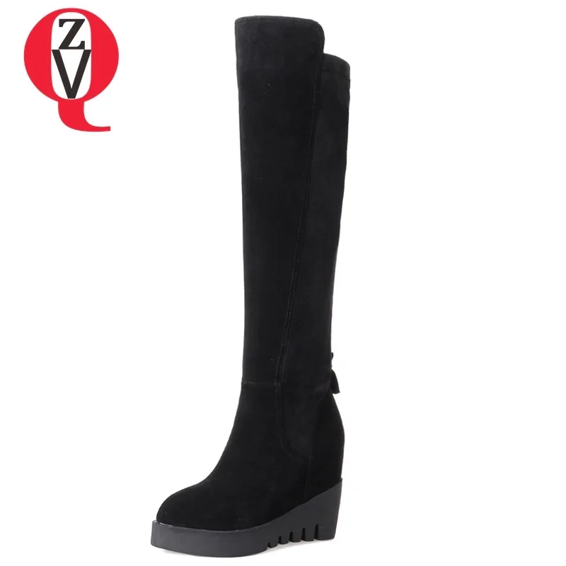 ZVQ 2018 new fashion sexy pointed toe slip-on genuine leather super high wedges platform black winter knee high boots szie 34-40
ZVQ 2018 new fashion sexy pointed toe slip-on genuine leather super high wedges platform black winter knee high boots szie 34-40