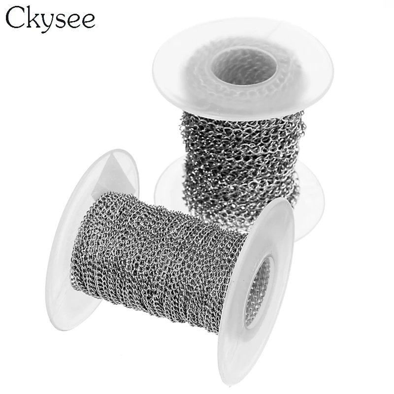 Ckysee 10 Yards/Roll 2/2.5/3mm Silver Tone Stainless Steel Bulk Necklace Extender Chain Link Chains for Jewelry Making Supplies
Ckysee 10 Yards/Roll 2/2.5/3mm Silver Tone Stainless Steel Bulk Necklace Extender Chain Link Chains for Jewelry Making Supplies