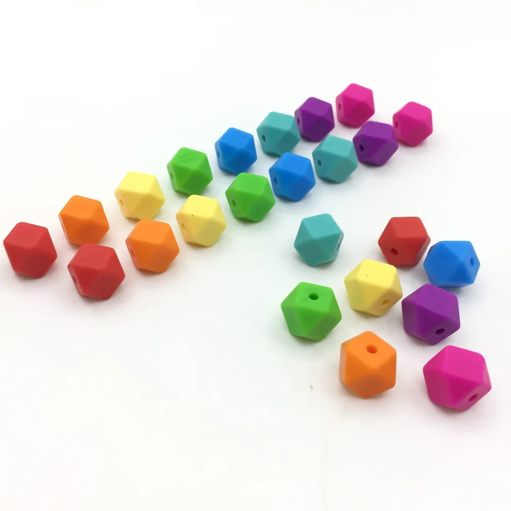 

BPA Free Mini Geometric Hexagon Silicone 11mm Beads for teeth- DIY Lot of 100pcs Hexagon Loose Individual Silicone Beads teether