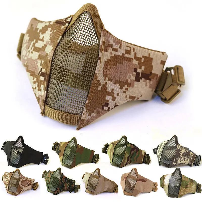 Hot Airsoft Mask Half Lower Face Metal Steel Net Mesh Mask Hunting Tactical Protective CS Halloween Party Half Face Mask
Hot Airsoft Mask Half Lower Face Metal Steel Net Mesh Mask Hunting Tactical Protective CS Halloween Party Half Face Mask