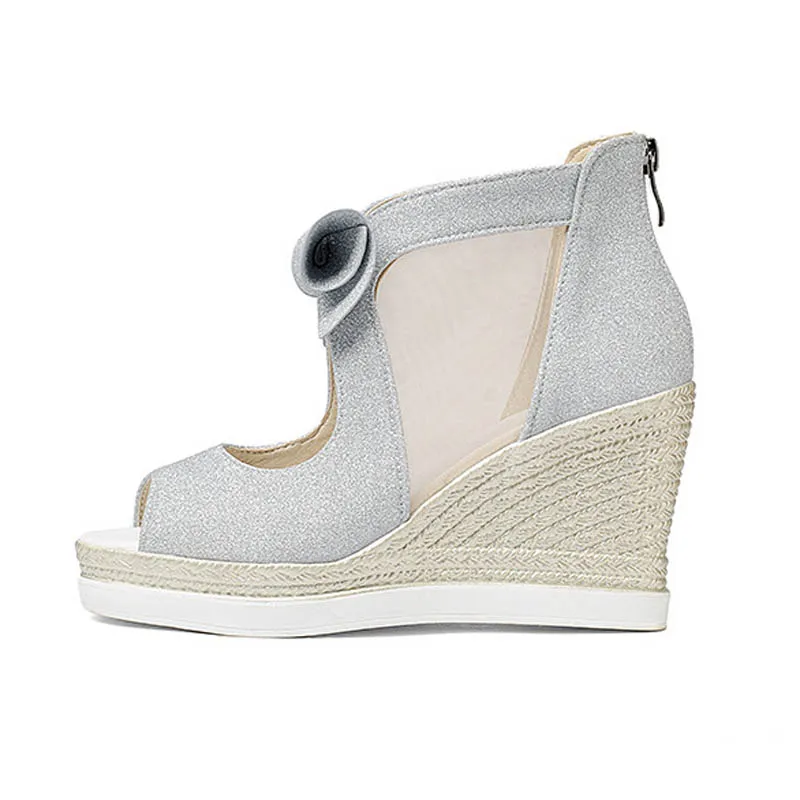 Female 10cm Heels Bling Glitter Wedge Sandals Wholesale Sexy High-heeled Shoes All-match Causal Platform Mejur Shoes Plus Size (13)