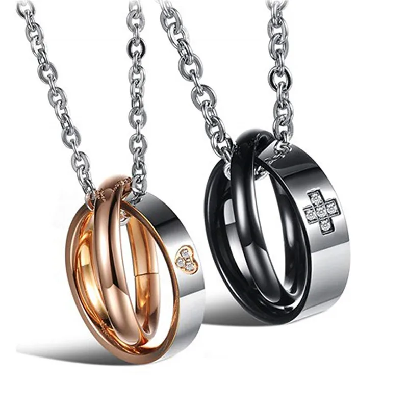 Couple Necklaces Cross Heart Cubic Zirconia Bicolor Black Rose Gold Stainless Steel Pendants Necklaces for Men Women
Couple Necklaces Cross Heart Cubic Zirconia Bicolor Black Rose Gold Stainless Steel Pendants Necklaces for Men Women