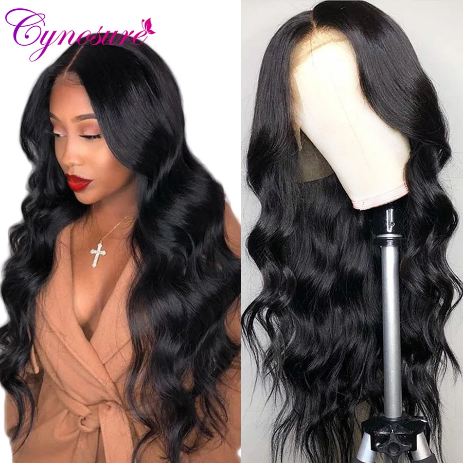 Cynosure 13*5 Lace Front Human Hair Wigs Pre Plucked Hairline Brazilian Body Wave Lace Frontal Wig with Baby Hair for Women Remy(China)