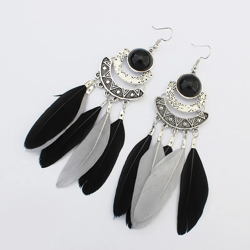 MayJim 2017 Statement Fashion feather Earring Women bohemian Ethnic Tassel Earrings dangle Vintage Big Long Bijoux gift | Украшения и