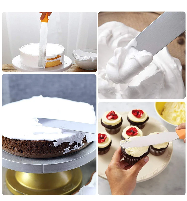 6 8 10 Inch Stainless Steel Cream Spatula Baking Utensils DIY Baking Tool Cake Cream Scraper Kitchen Cake Decoration Tools (3)