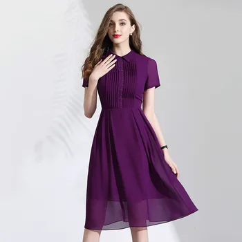 Chiffon Dress Summer Woman 2019 New Peter Pan Collar Short Sleeved Embroidered Flowers Beading Solid Color Slim A-Line Dress XXL
Chiffon Dress Summer Woman 2019 New Peter Pan Collar Short Sleeved Embroidered Flowers Beading Solid Color Slim A-Line Dress XXL